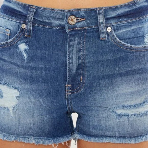 New Kancan Mid Rise Denim Shorts - Picture 7 of 9